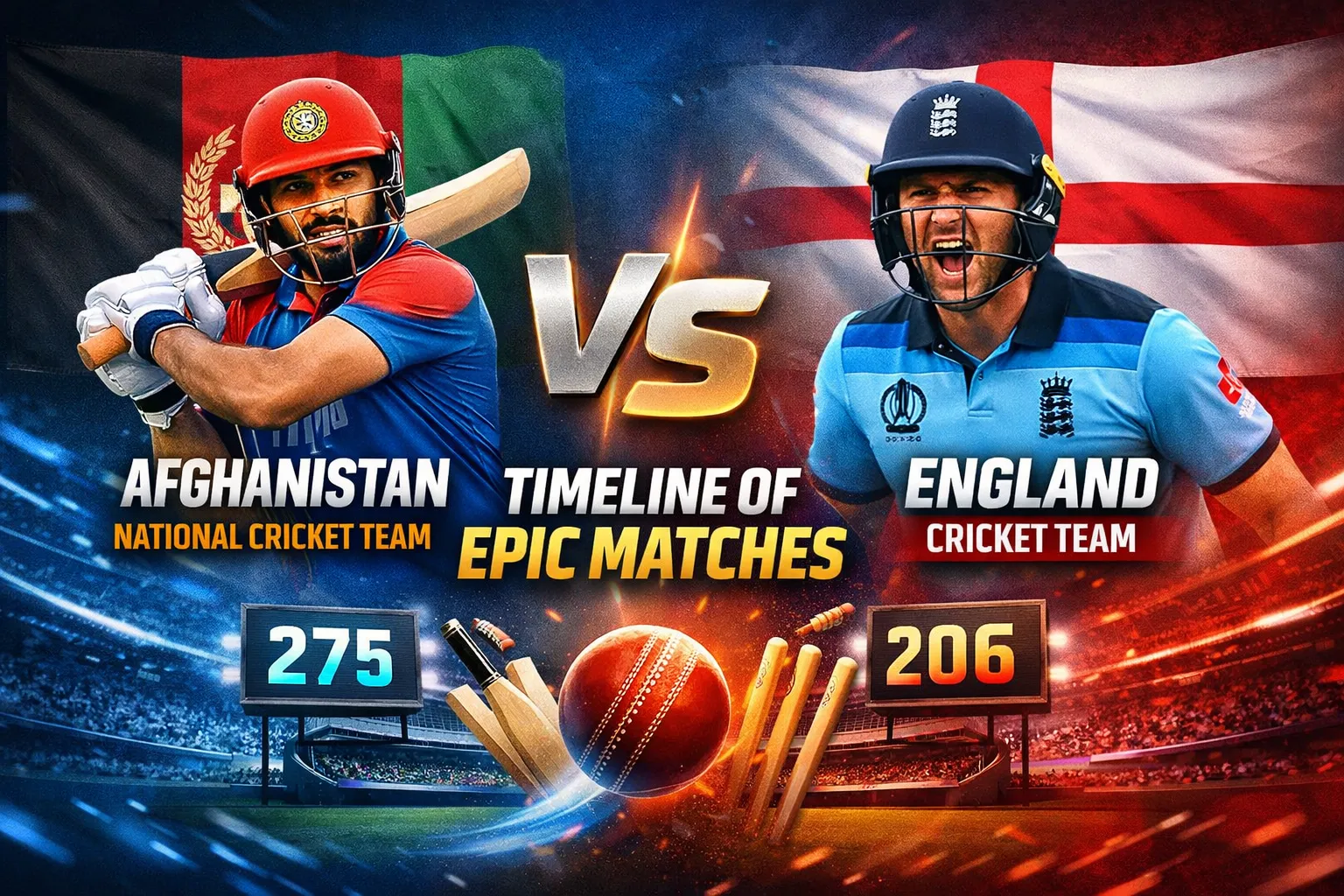 Afghanistan National Cricket Team vs England Cricket Team Timeline