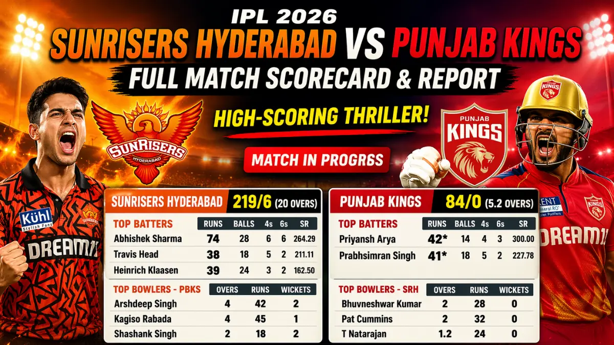 Sunrisers Hyderabad vs Punjab Kings Match Scorecard